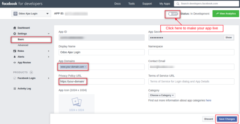 Make Your Facebook App ID  Live