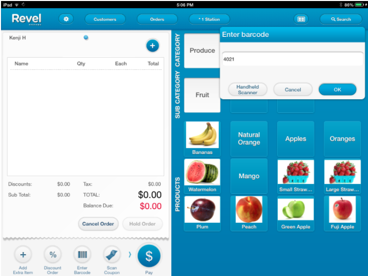 POS Software features reading product barcodes