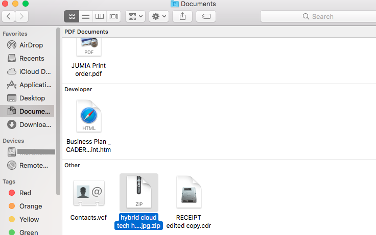 Compressed Zip folder in Mac OS