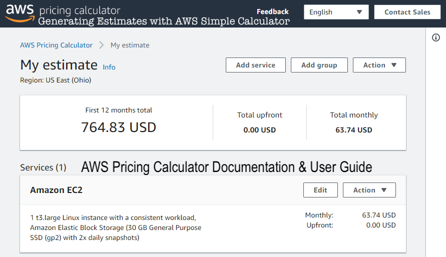 Generating Estimates with AWS Simple Calculator