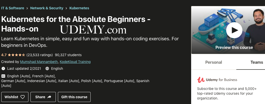 Top Kubernetes for Absolute Beginners - Udemy Hands-on Free Course