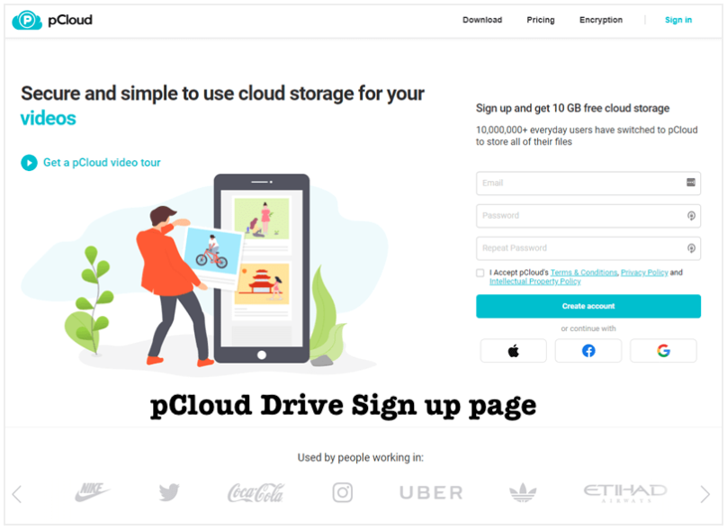 pCloud Drive Sign up page