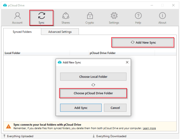 pCloud Drive sync