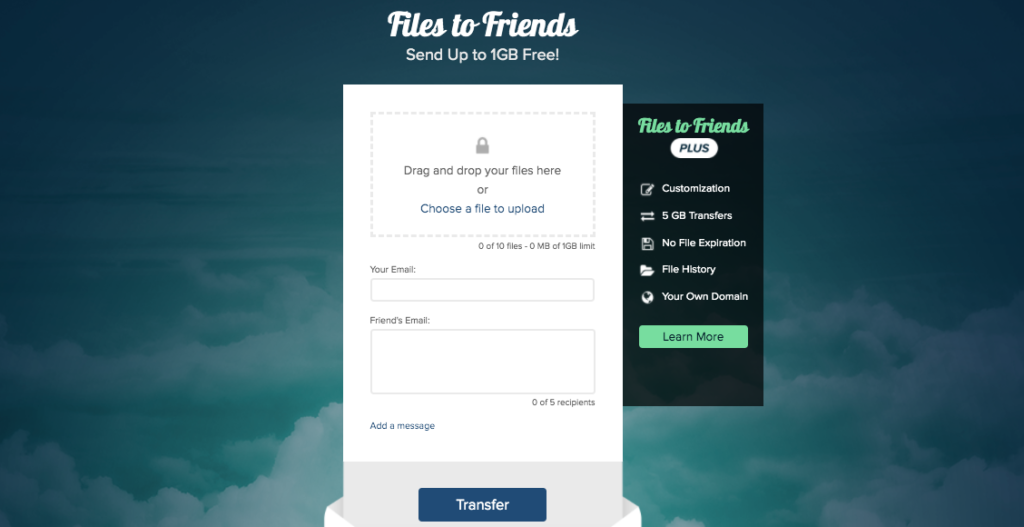 File to friends - Transfer Big Files for Free - Email or Send Large Files
