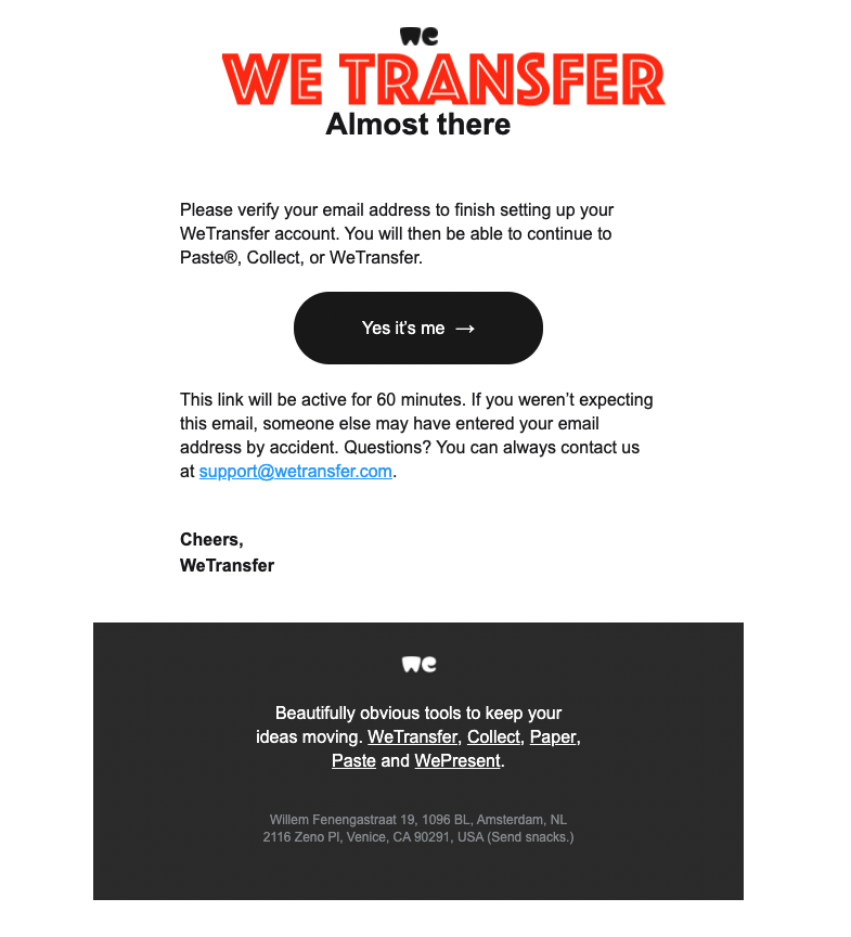 wetransfer account