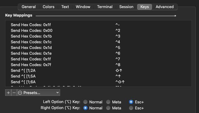 iTerm2 Preferences > Profile > Keys - Master Mac/Linux Terminal Command