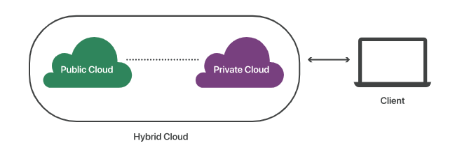 Explanation of public and private cloud with a client