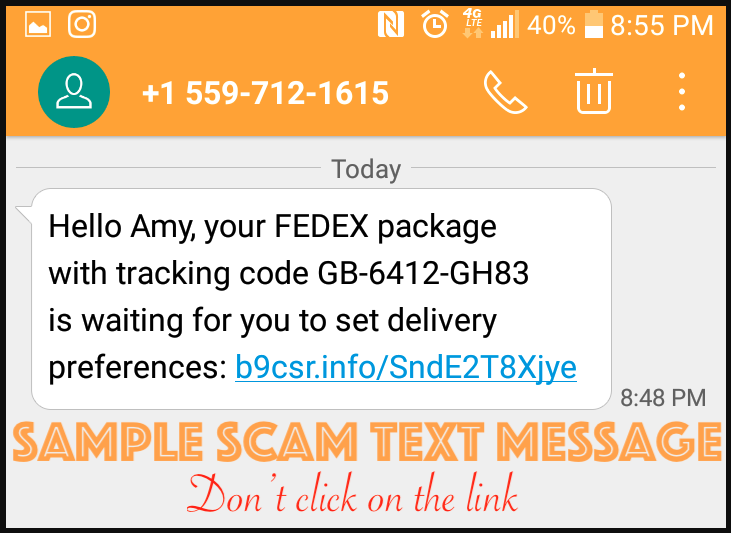 Fedex Fake Delivery Text Message & Email Update 2022