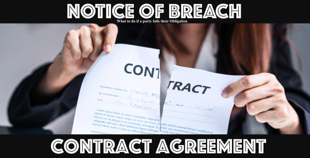 Breach of Agreement Sample Letter - What to do if a Party Fails their Obligation