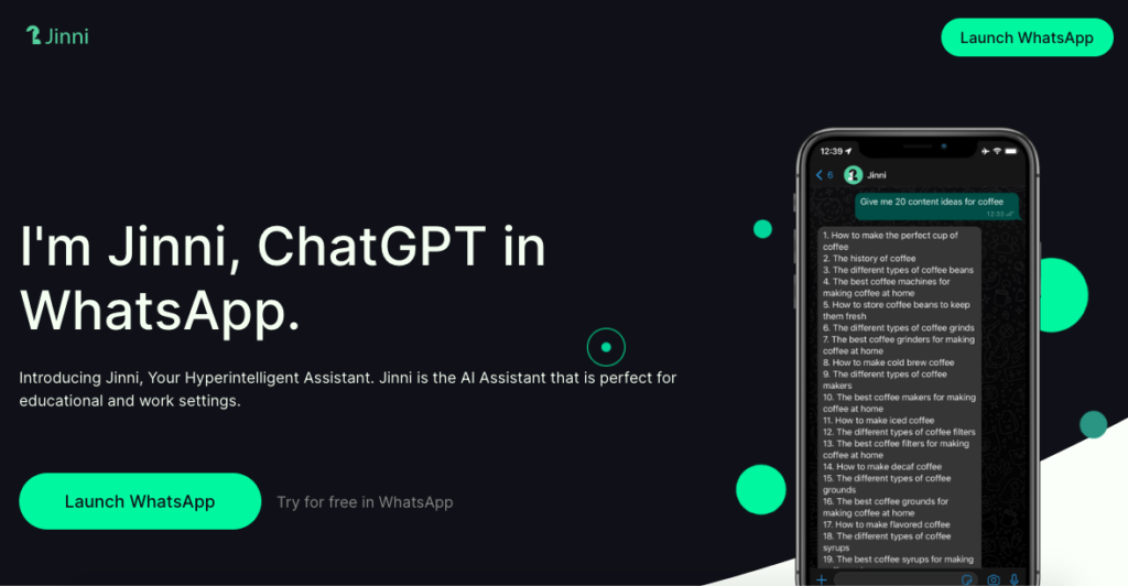 Enjoy ChatGPT on WhatsApp Using Jinni AI