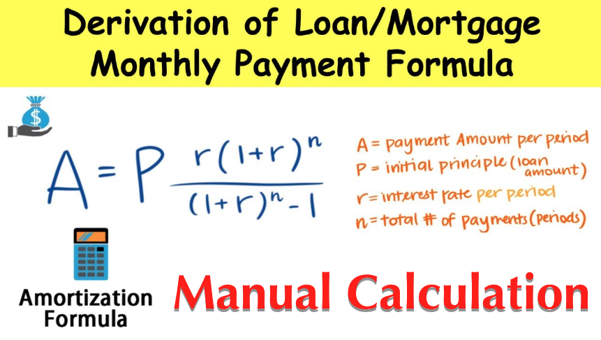 Manual Calculation of Mortgage loan payments using Mortgage Formula