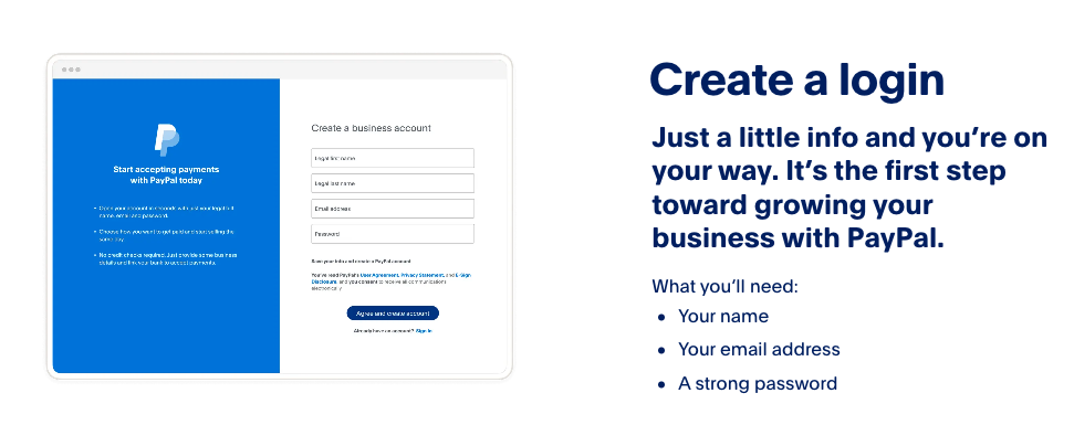 PayPal Business Account Requirements to create a Login