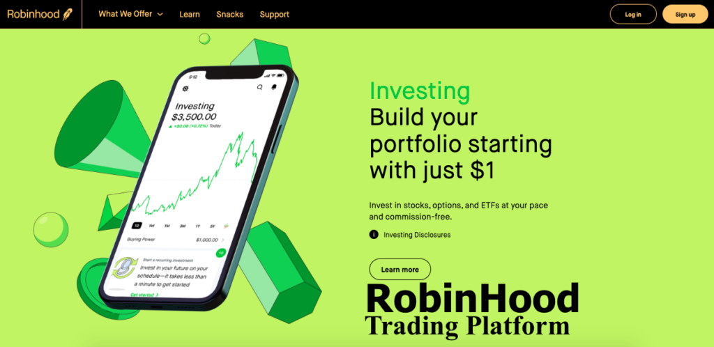 RobinHood Web portal and Best stock Trading Platforms and Apps
