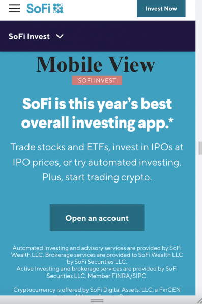 SoFi App Mobile View – Top Trading App for Crypto Investment