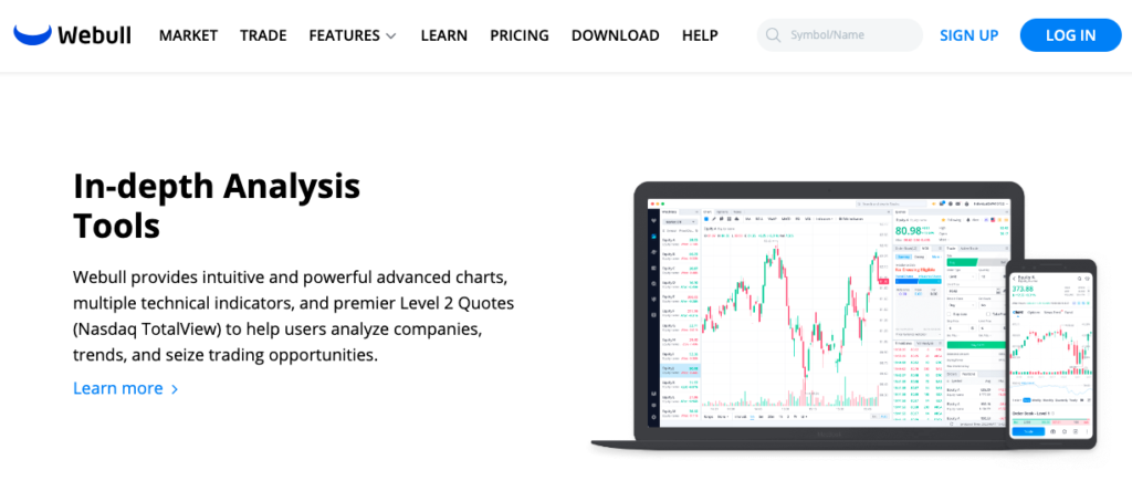 Webull provides intuitive and powerful advanced charts