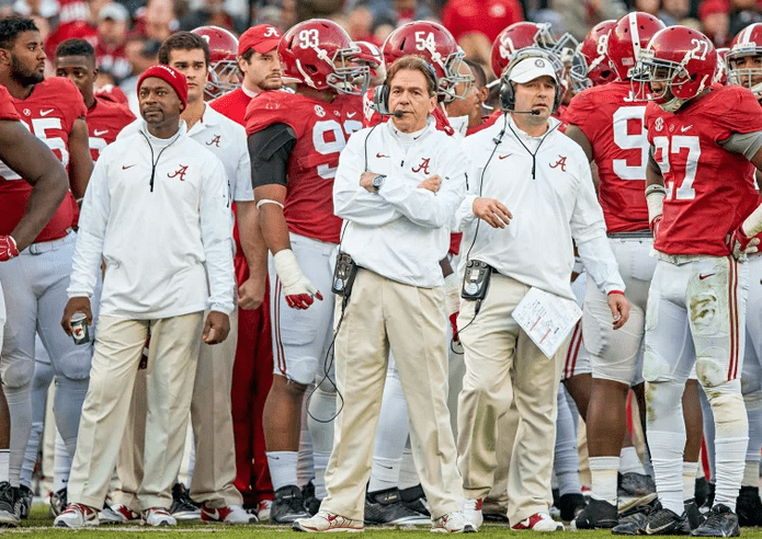 Smart (right) has iterated upon his old boss Saban’s formula at Alabama since arriving in Athens.