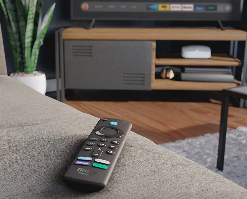 Amazon Fire TV Stick 4K remote control on a Table