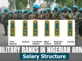 Nigerian Army Ranks and Salary Structure in Military Battalion