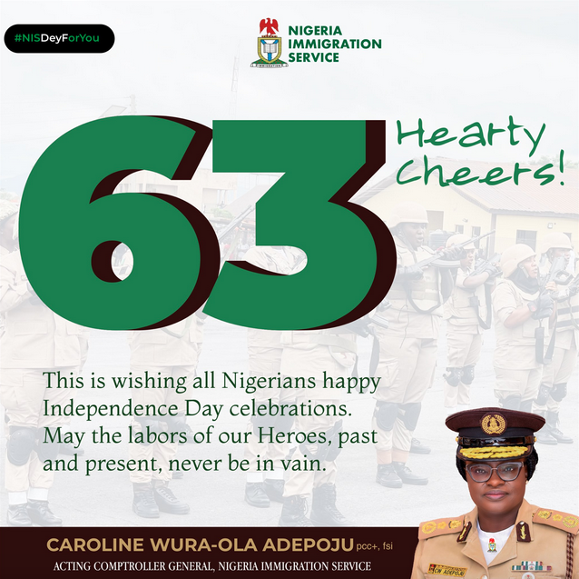 Nigerian Immigration Hearty Greetings to Nigeria at 63rd Independence Celebrations